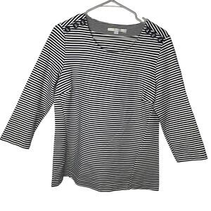 Boden blouse tunic top shirt women's 10 blue navy white stripe nautical anchor